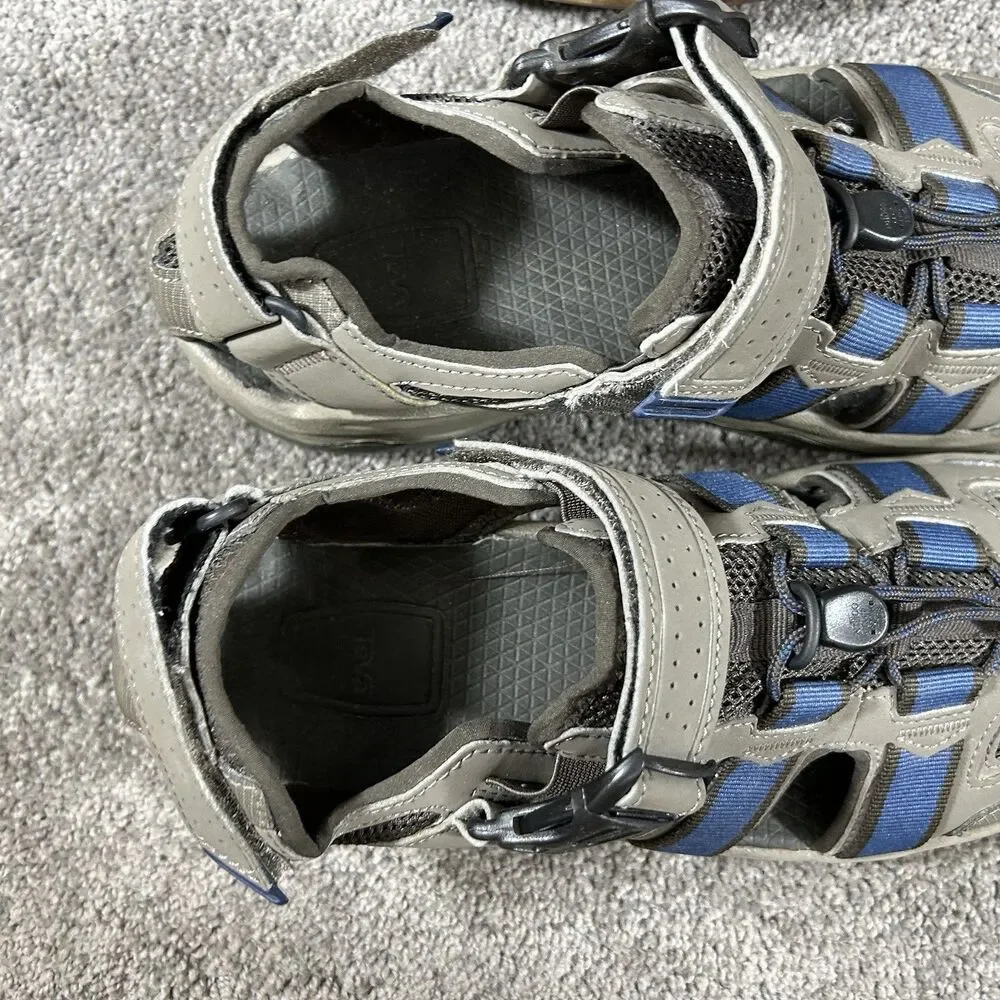 Teva Omnium 2 Mens Size 9 Grey Blue Trail Outdoor Hiking Water Sandals Used